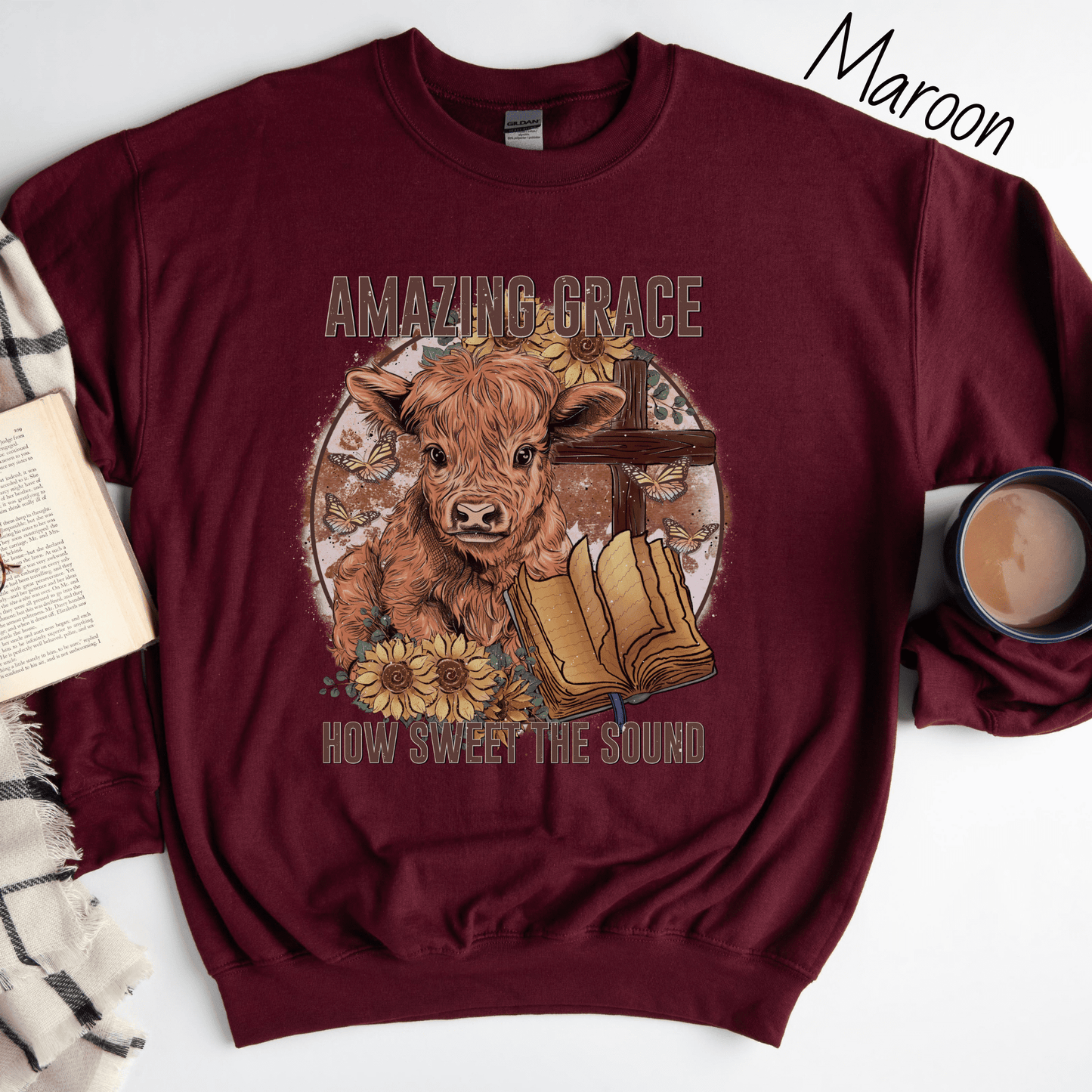 Amazing Grace Highland Cow Sweatshirt